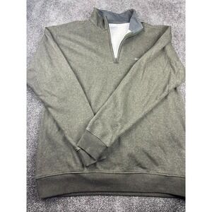 Columbia‎ Sweater Men Large 1/4 Zip Pullover Mock Neck Green Long Sleeve Logo